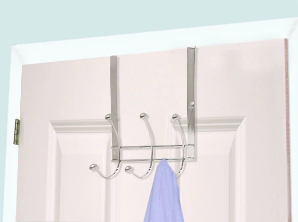 Home Basics Chrome Plated Steel Over the Door 3-Hook Hanging Rack
