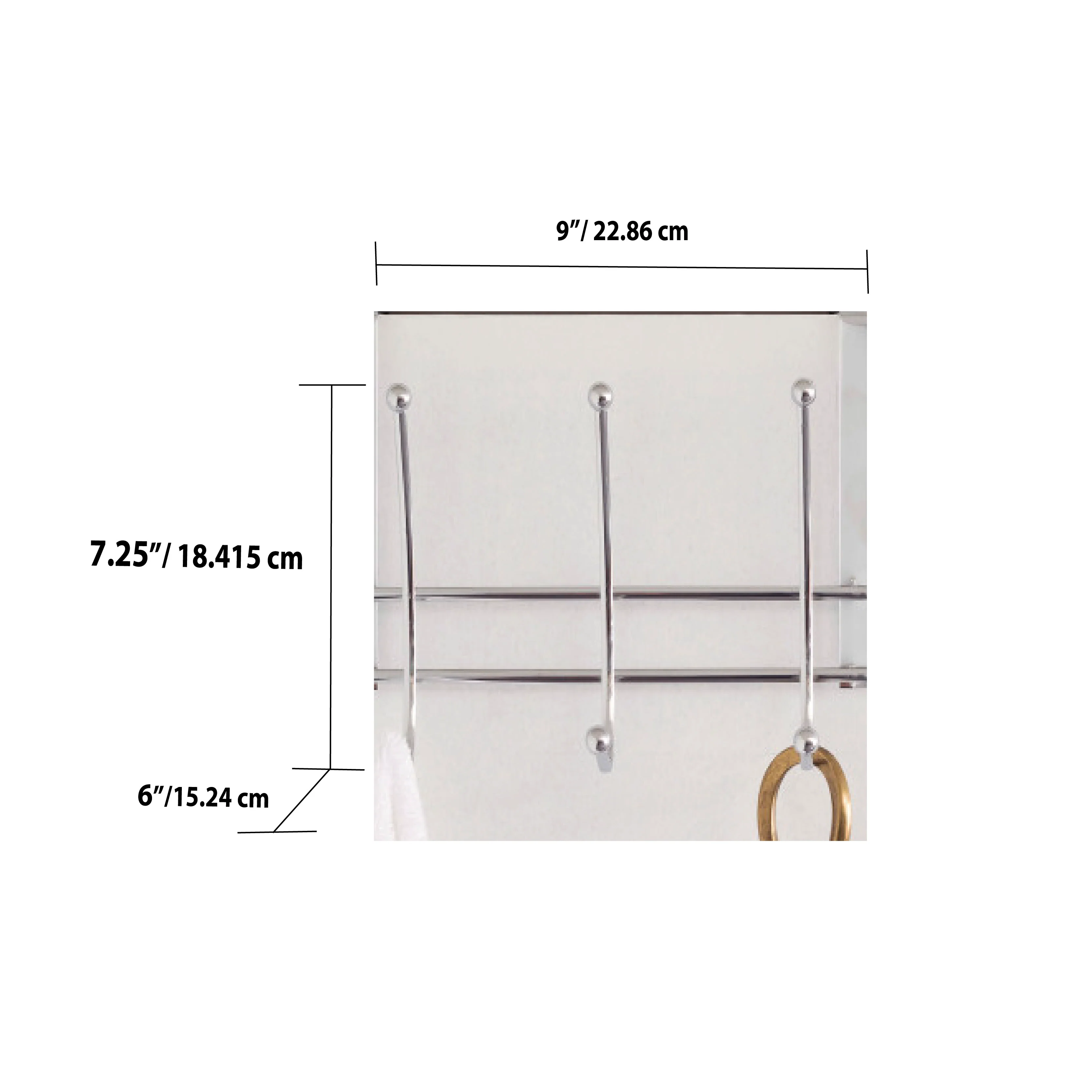 Home Basics Chrome Plated Steel Over the Door 3-Hook Hanging Rack - Image 3