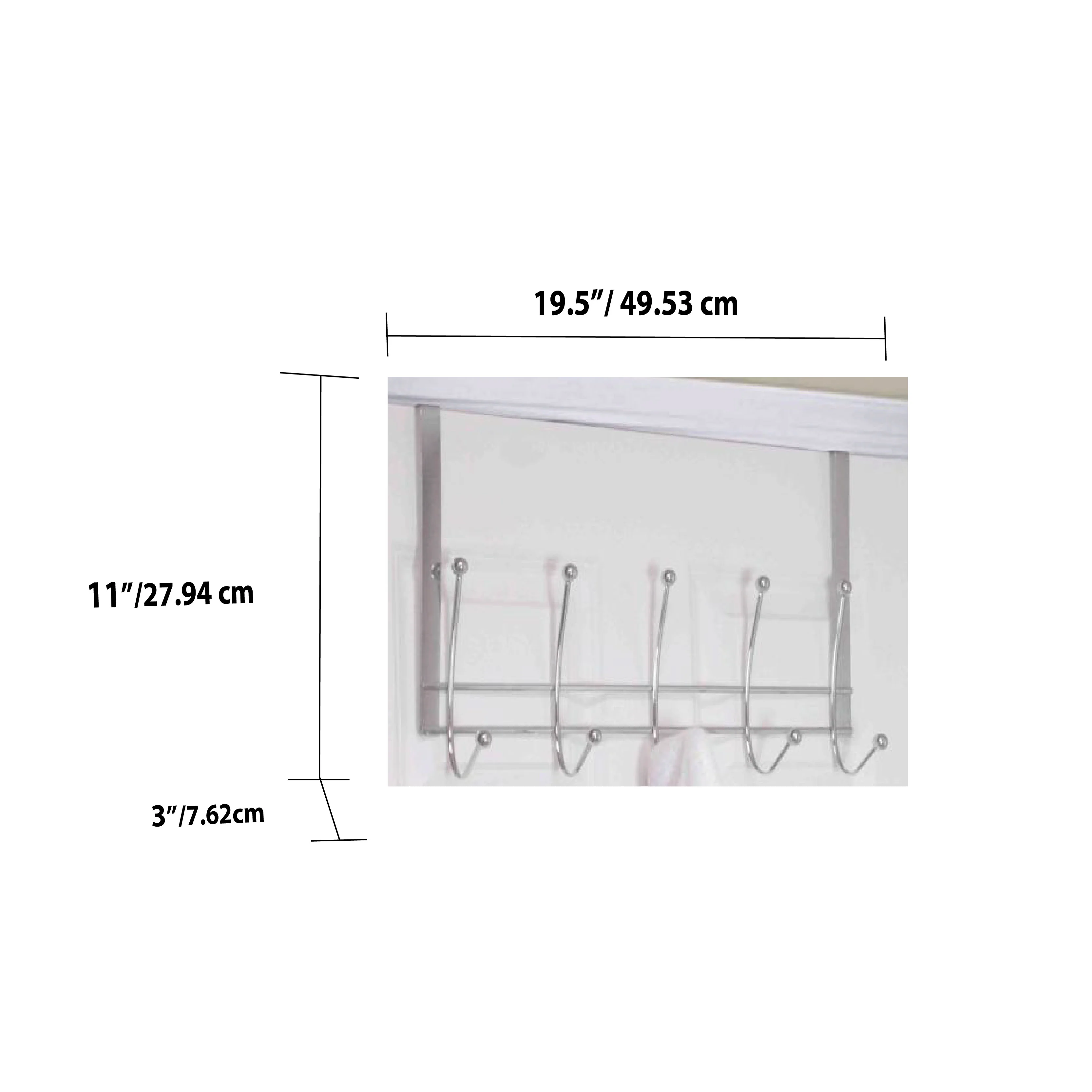 Home Basics Chrome Plated Steel Over the Door 5 hook Hanging Rack - Image 3