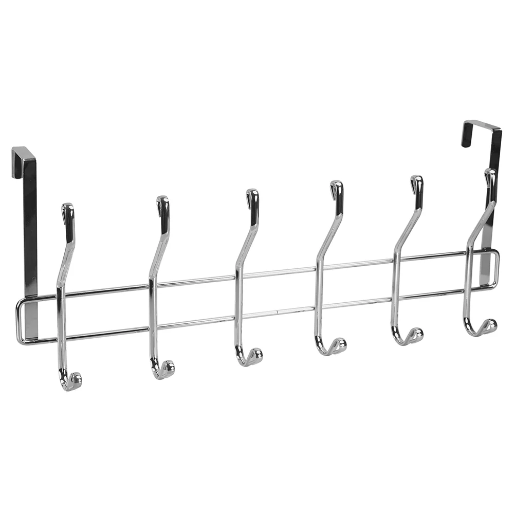 Home Basics Chrome Plated Steel Over the Door 6-Hook Hanging Rack