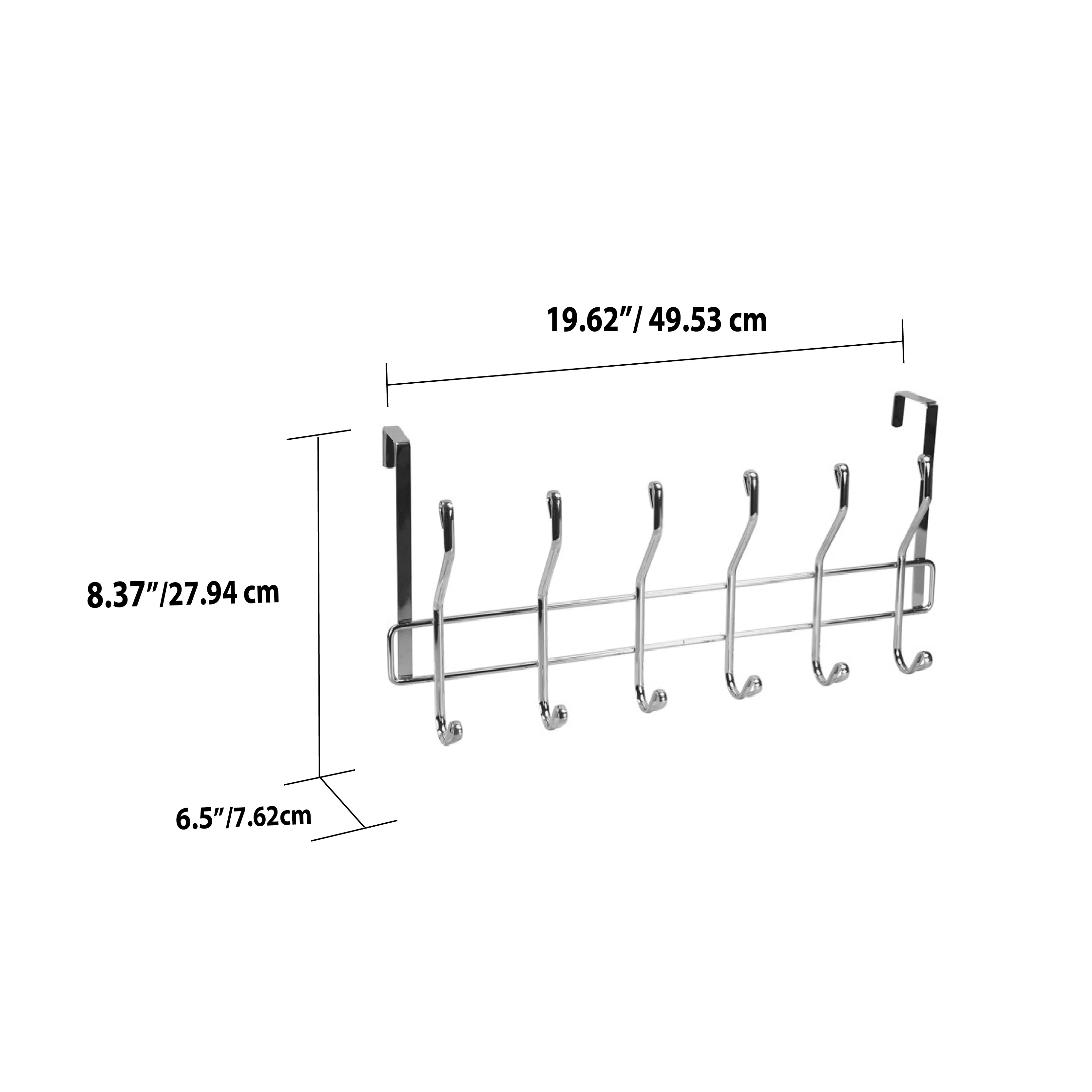 Home Basics Chrome Plated Steel Over the Door 6-Hook Hanging Rack - Image 3