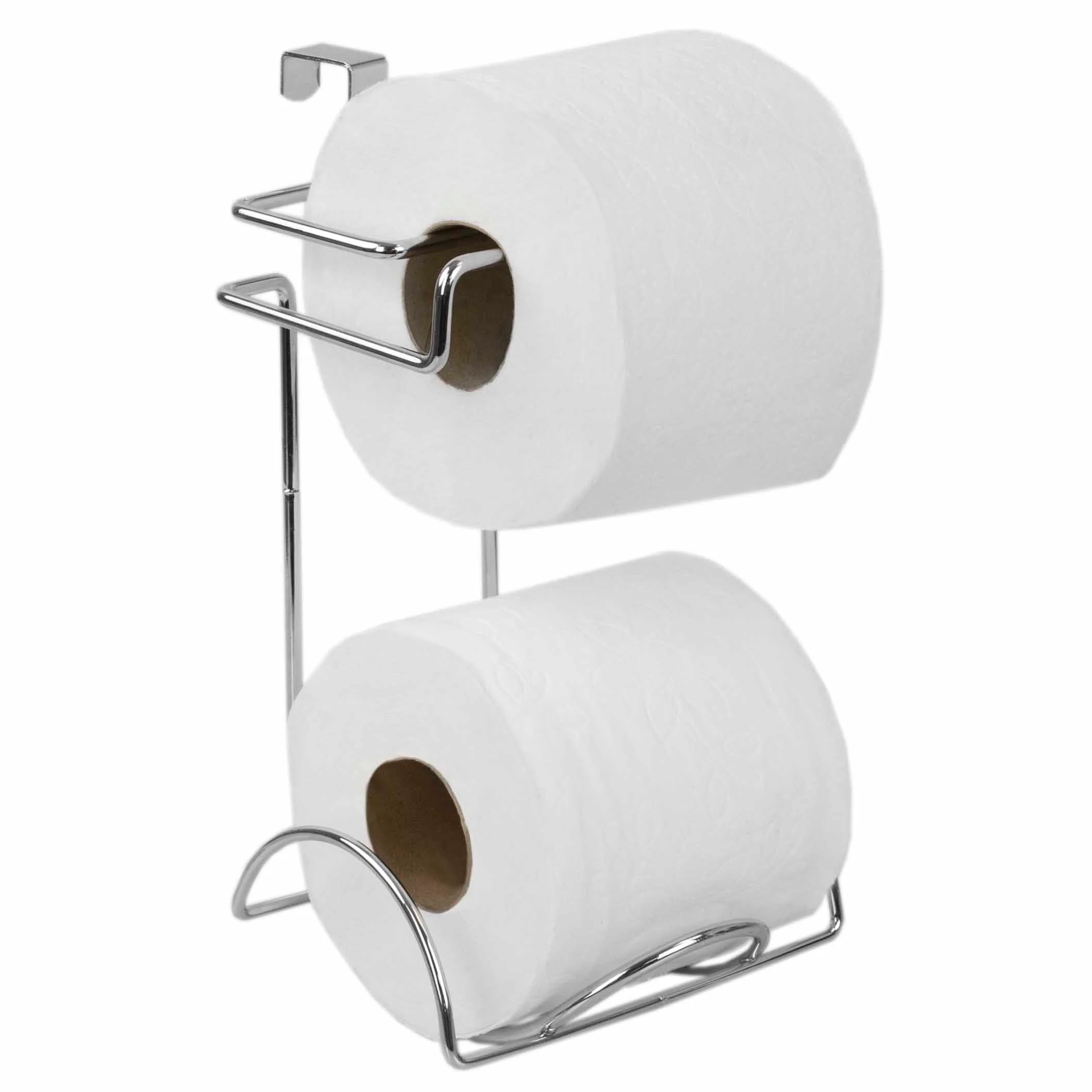Home Basics Chrome Plated Steel Over the Tank Toilet Paper Holder