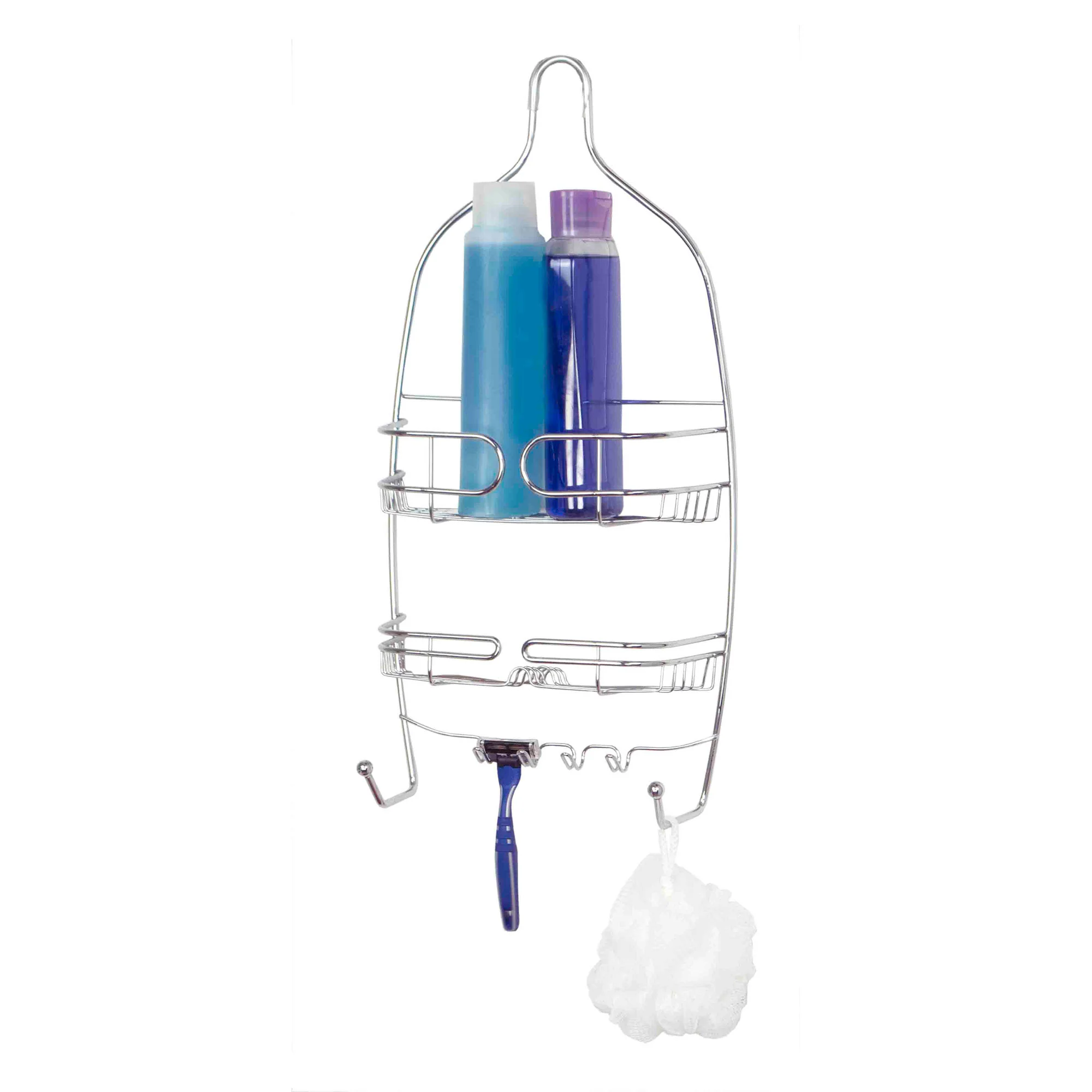 Home Basics Chrome Plated Steel Shower Caddy, Silver, 10.25x4.12x20.5 Inches