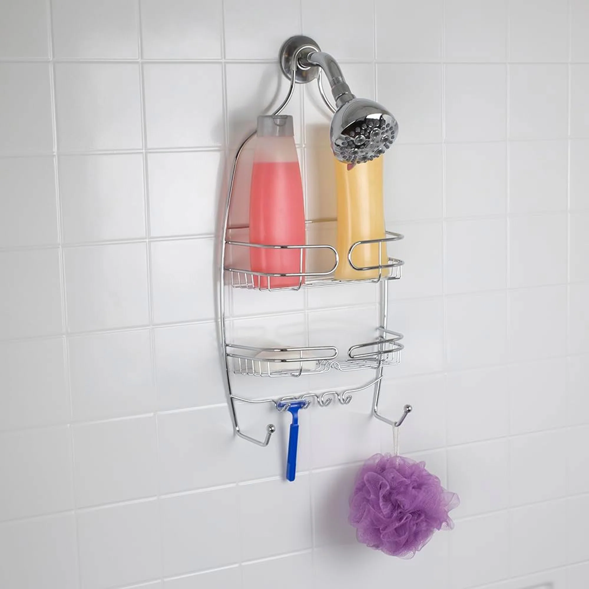 Home Basics Chrome Plated Steel Shower Caddy, Silver, 10.25x4.12x20.5 Inches - Image 2