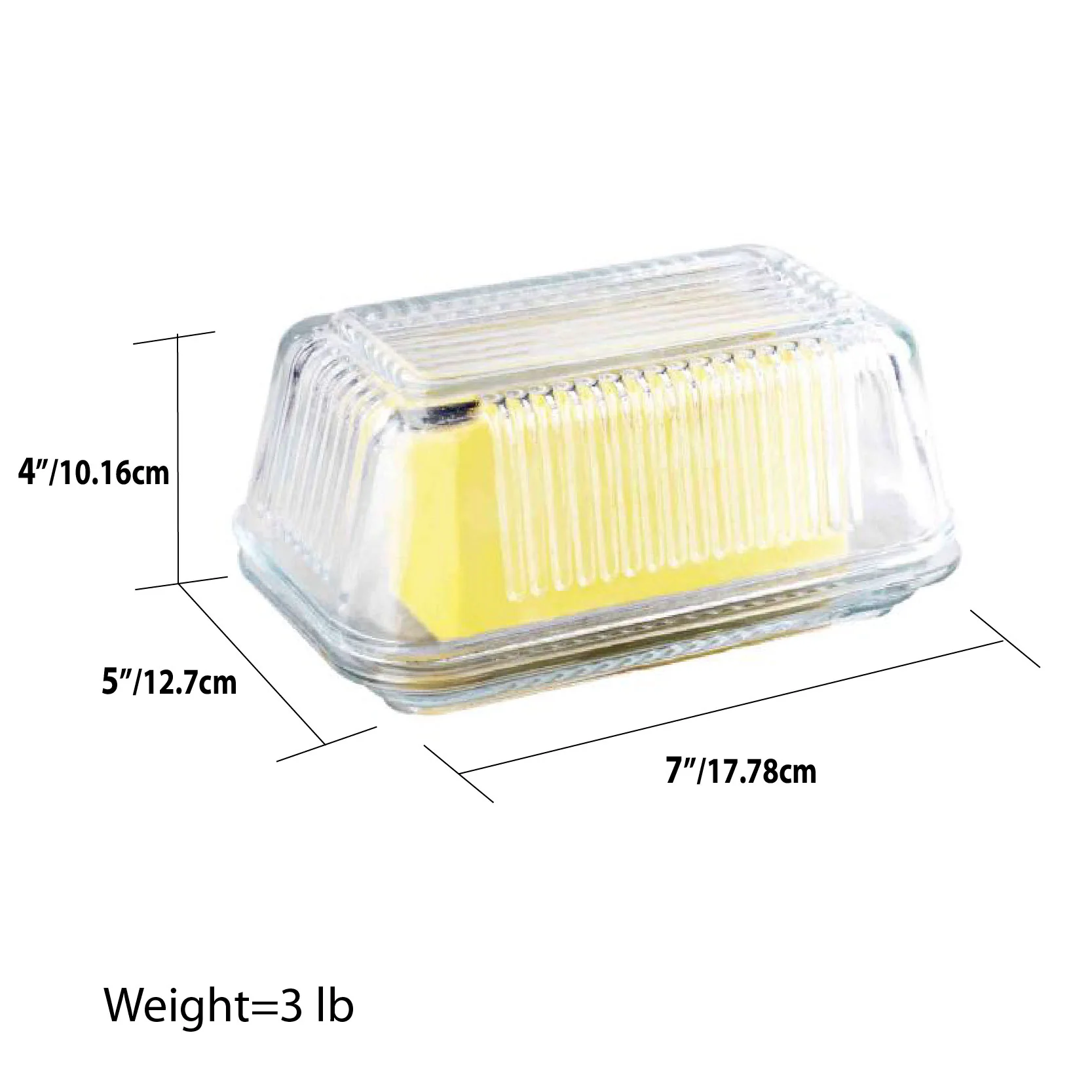Home Basics Classic Glass Butter Dish, Clear - Image 3