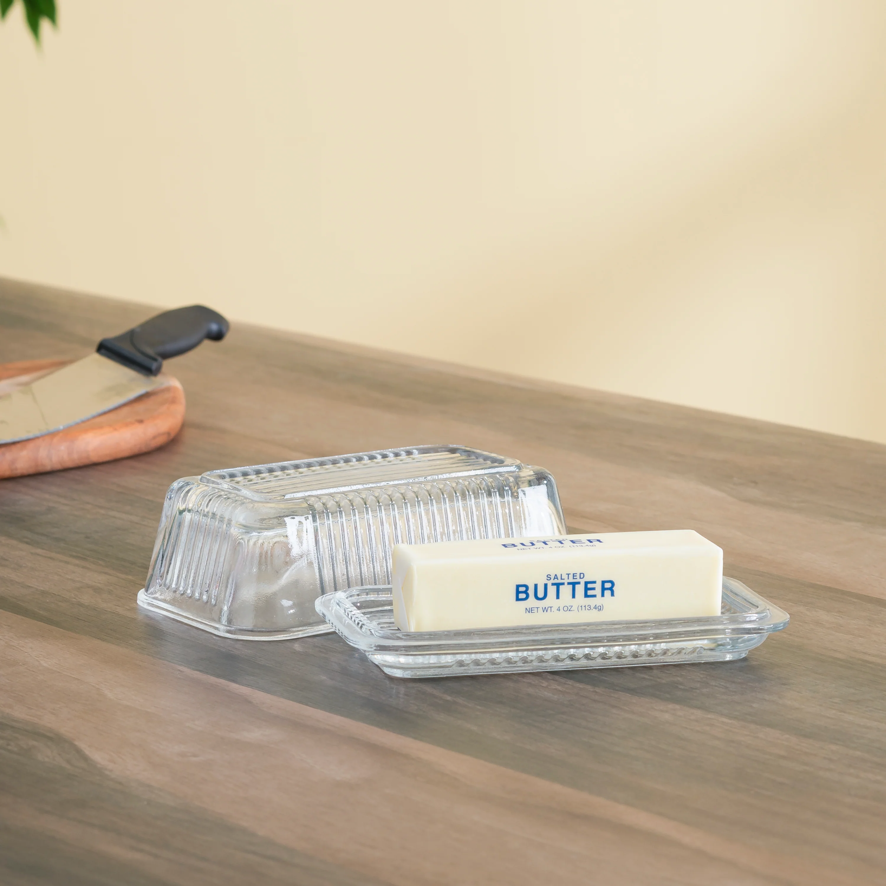 Home Basics Classic Glass Butter Dish, Clear - Image 2