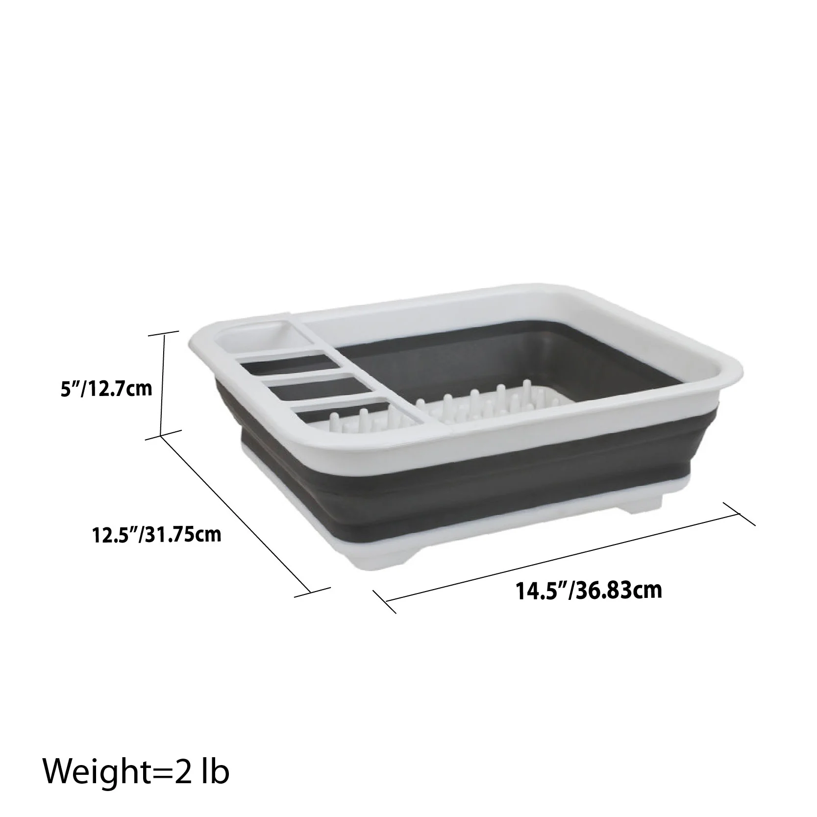 Home Basics Collapsible Silicone and Plastic Dish Rack, White/Grey - Image 14