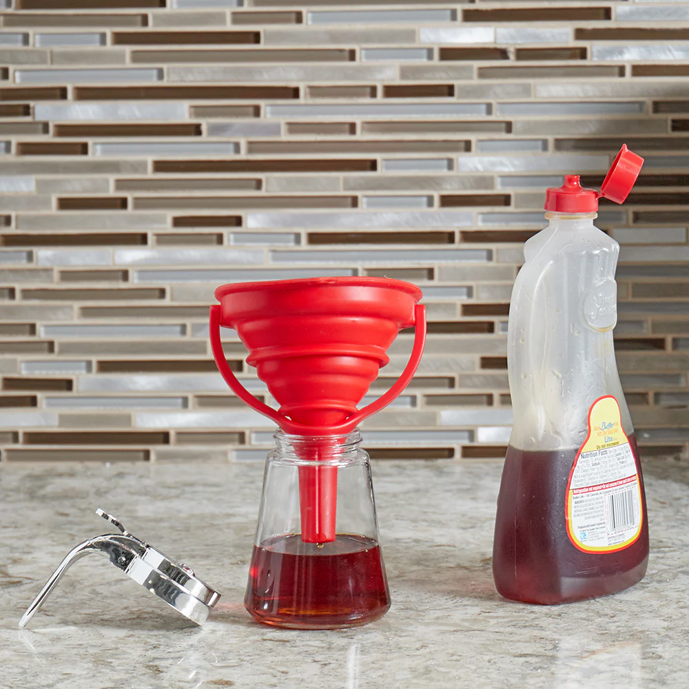 Home Basics Collapsible Silicone Funnel, Red - Image 4
