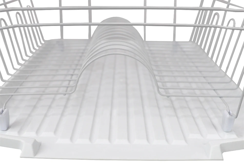 Home Basics Contempo 3 Piece Dish Rack, White - Image 3