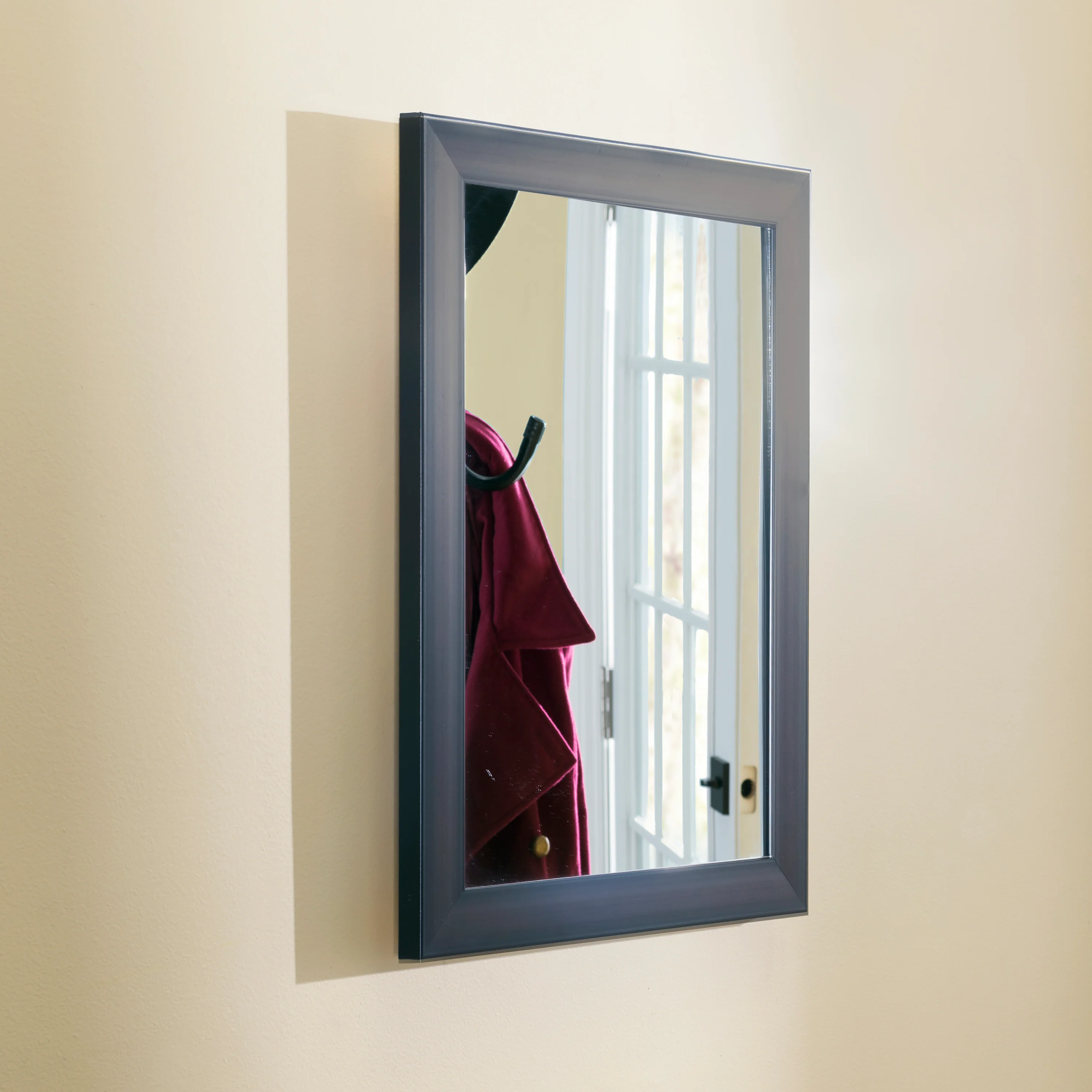 Home Basics Contemporary Rectangle Wall Mirror, Mahogany - Image 2