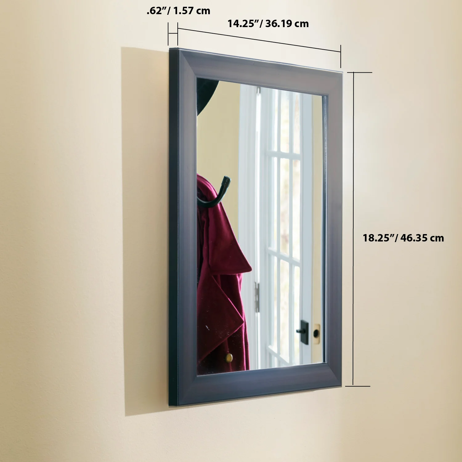 Home Basics Contemporary Rectangle Wall Mirror, Mahogany - Image 3