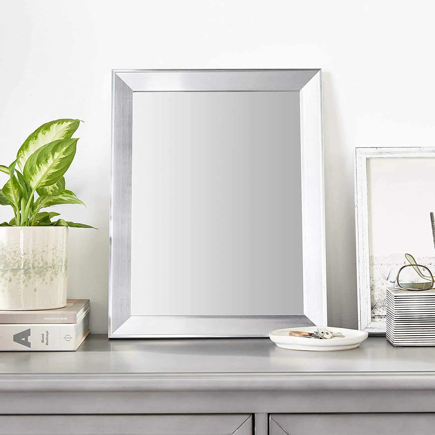 Home Basics Contemporary Rectangle Wall Mirror, Silver, 14x18 Inches - Image 4