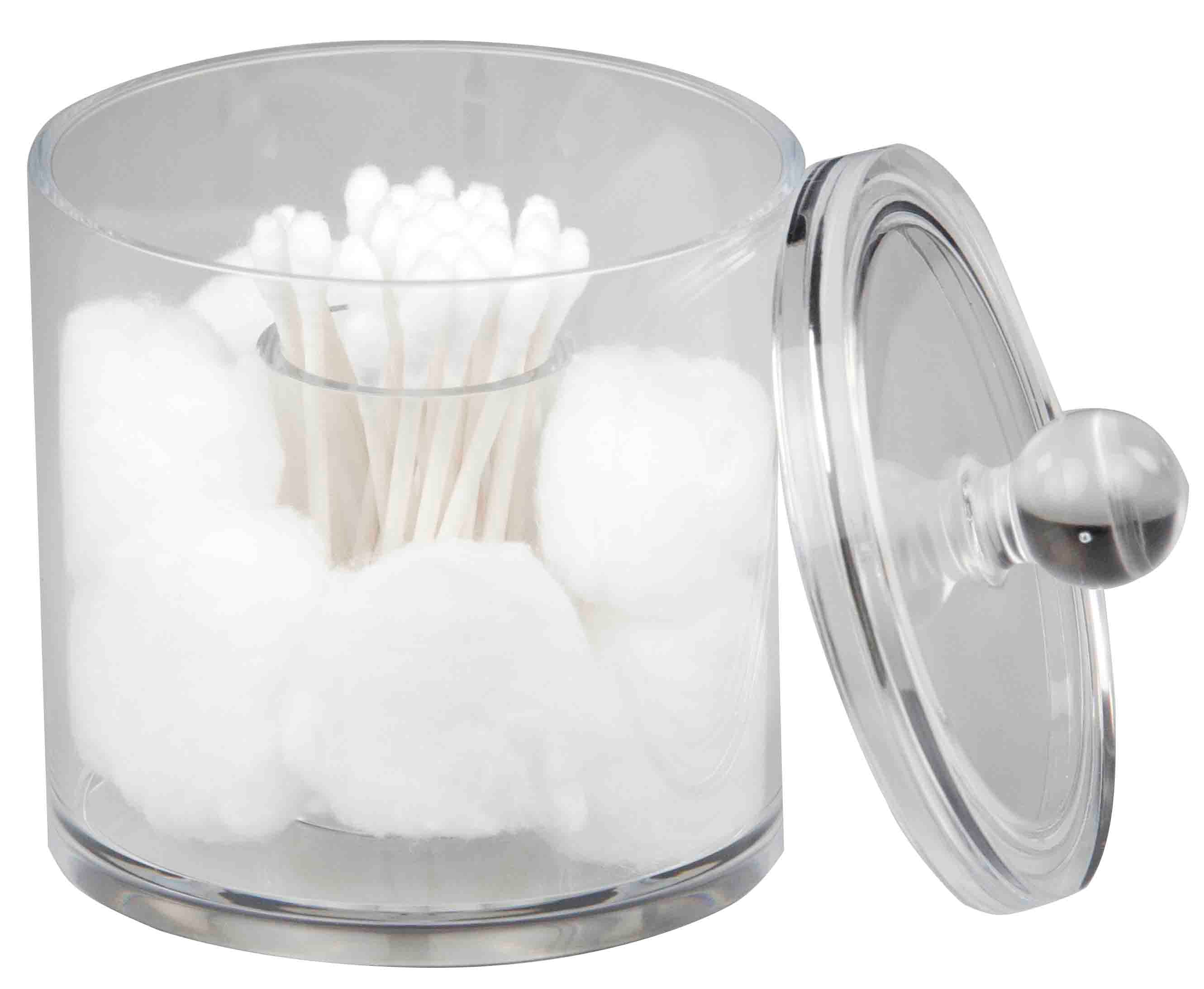 Home Basics Cotton Ball and Swab Costmetic Organizer, Clear, 4.7x3.7 Inches