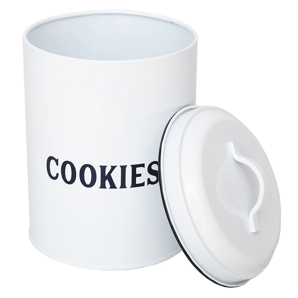 Home Basics Countryside Cookies Tin Canister, White - Image 2