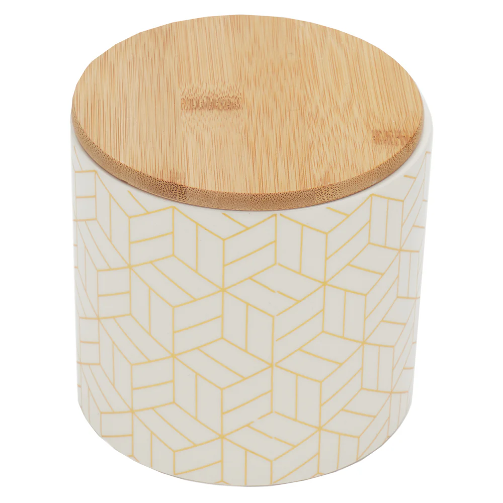 Home Basics Cubix Small Ceramic Canister with Bamboo Top