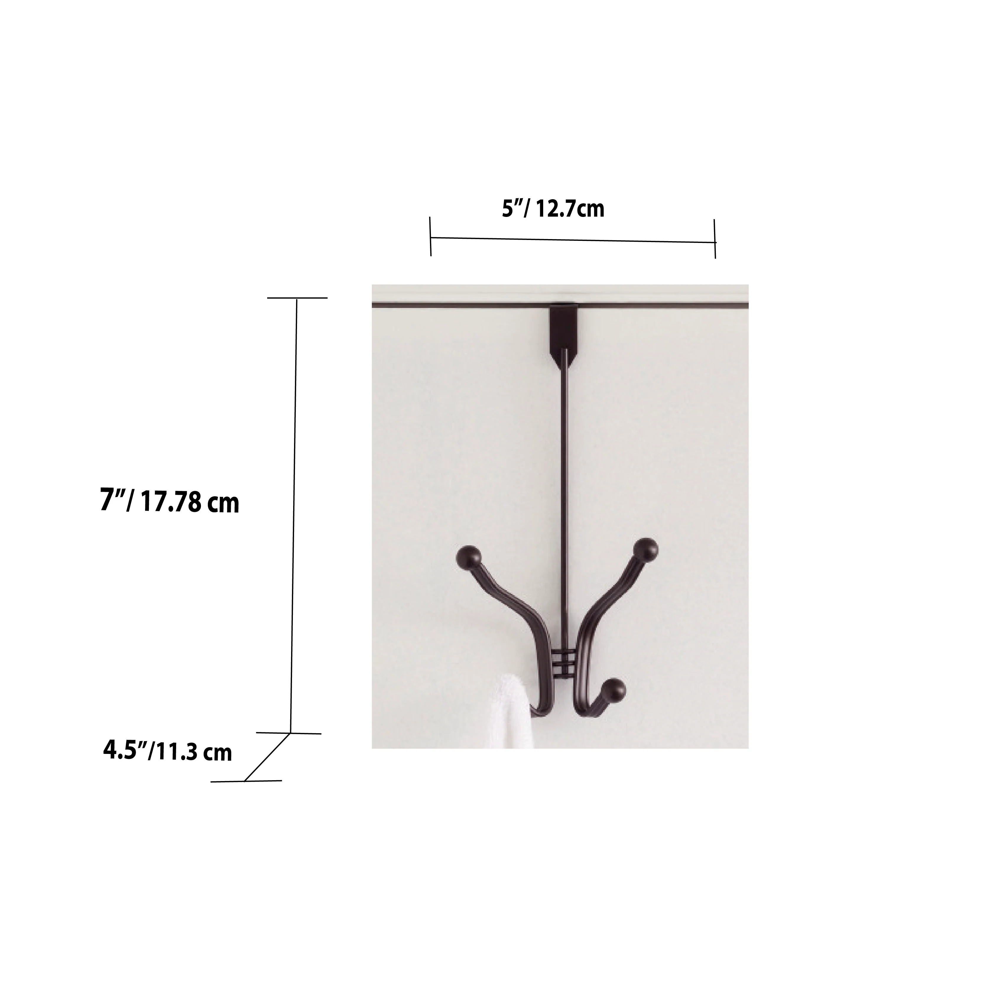 Home Basics Curved Over the Door Double Hanging Hook, Bronze - Image 5