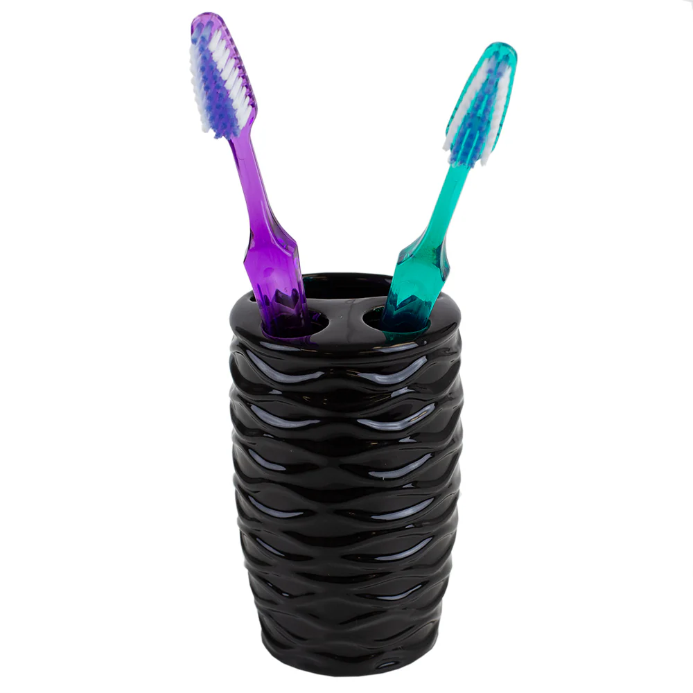 Home Basics Curves  4 Piece Bath Accessory Set, Black - Image 2