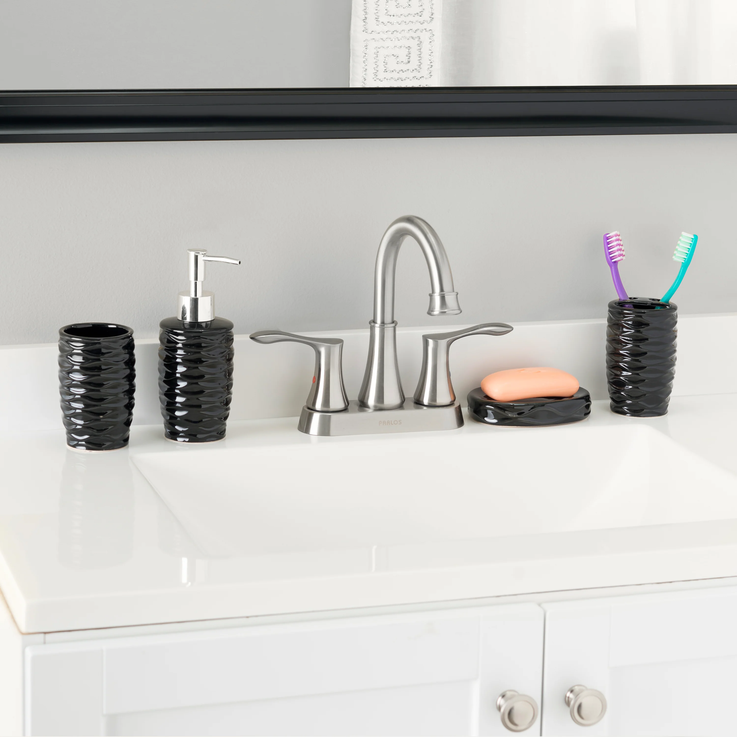 Home Basics Curves  4 Piece Bath Accessory Set, Black - Image 5