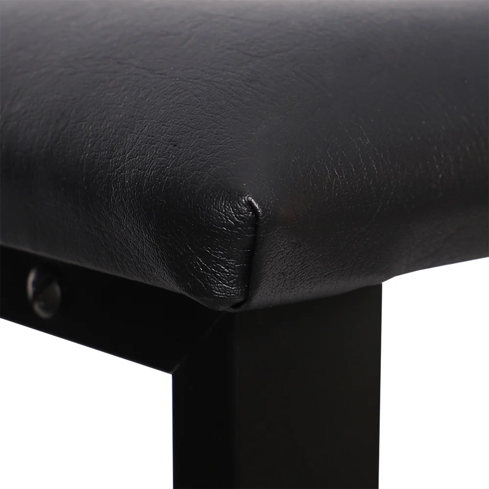 Home Basics Cushioned Storage Bench with 2 Tier Steel Shoe Rack, Black - Image 3