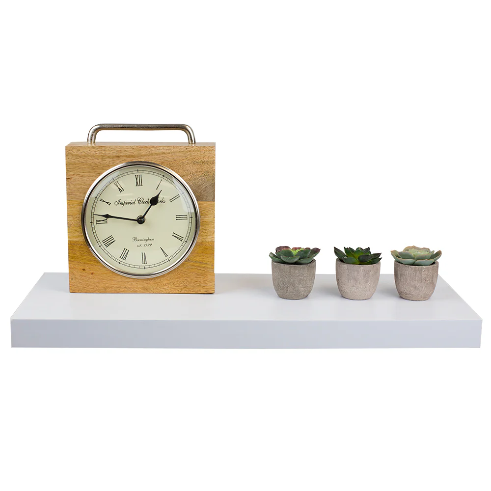 Home Basics Decorative Rectangular Wood Floating Shelf, White, 23.5x9x1.5 Inches - Image 3