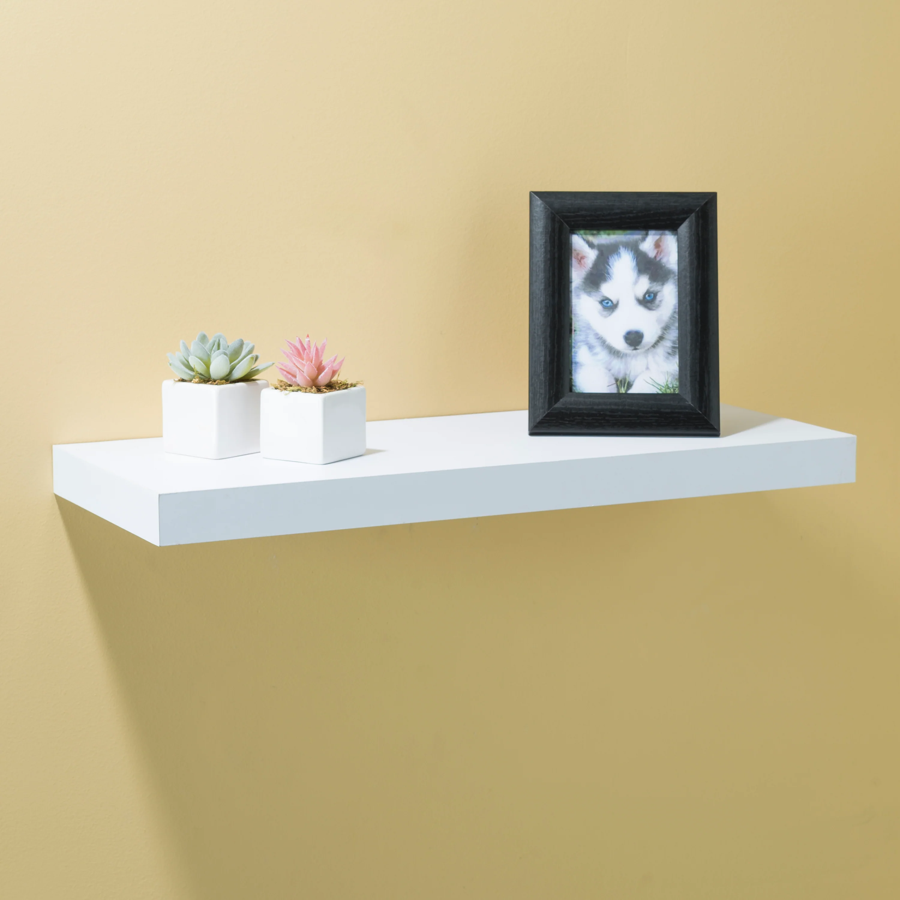Home Basics Decorative Rectangular Wood Floating Shelf, White, 23.5x9x1.5 Inches - Image 4