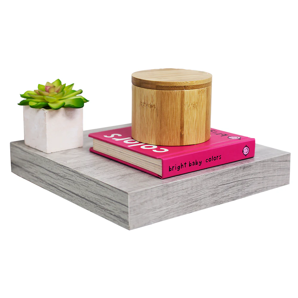 Home Basics Decorative Square Wood Floating Shelf, Gray, 9x9x1.5 Inches