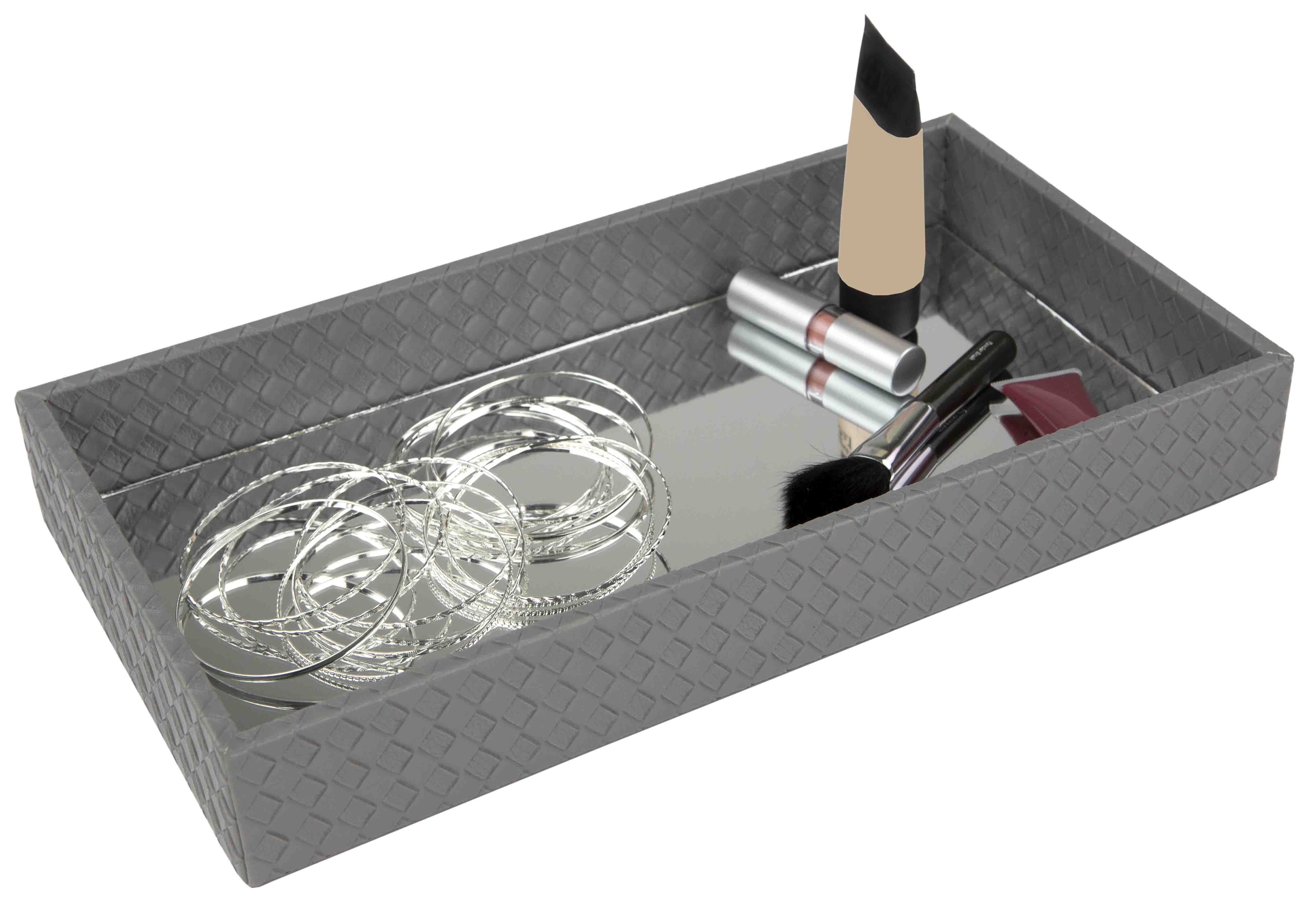 Home Basics Decorative Vanity Tray with Mirror