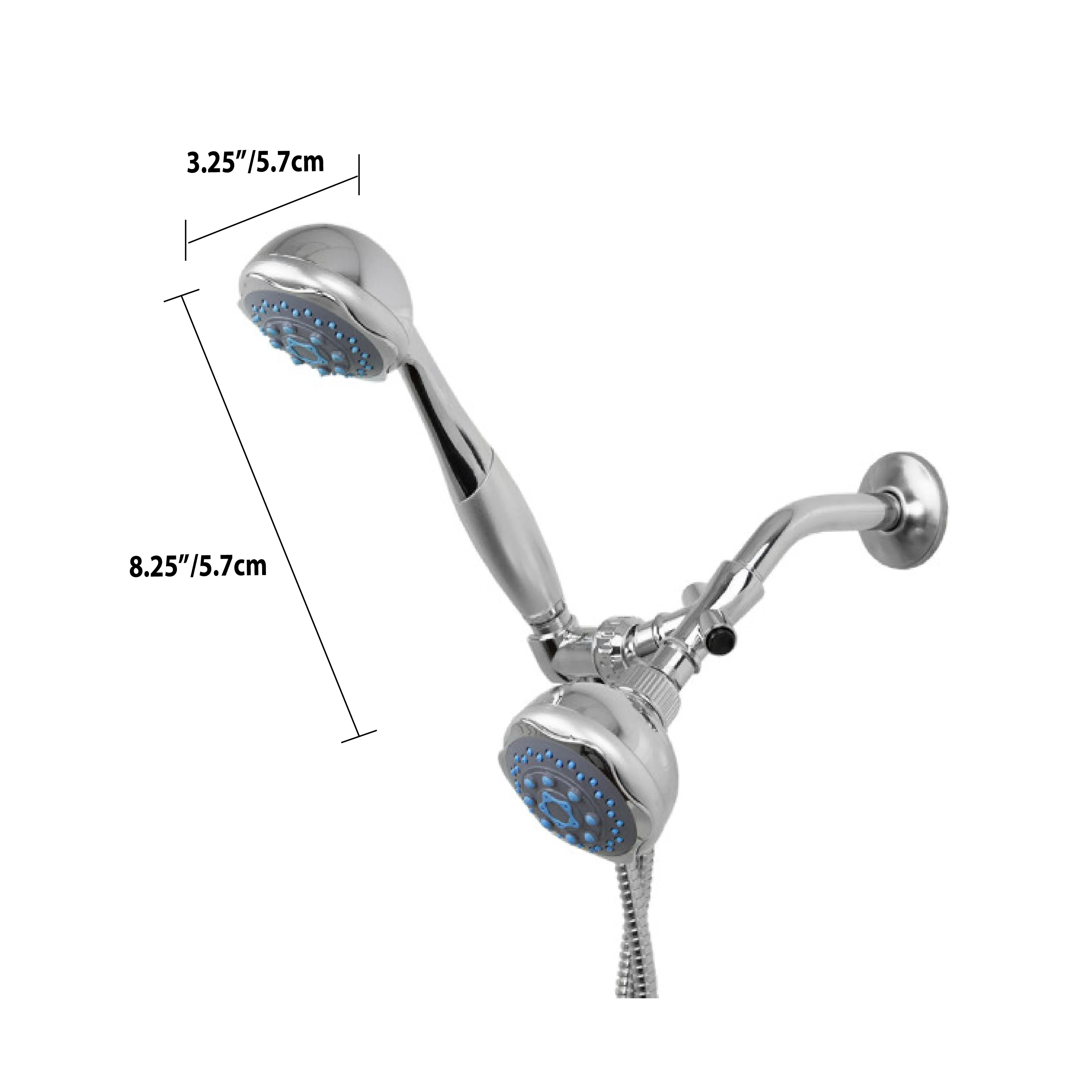 Home Basics Deluxe 5 Function Twin Massager Shower Head, Silver - Image 4