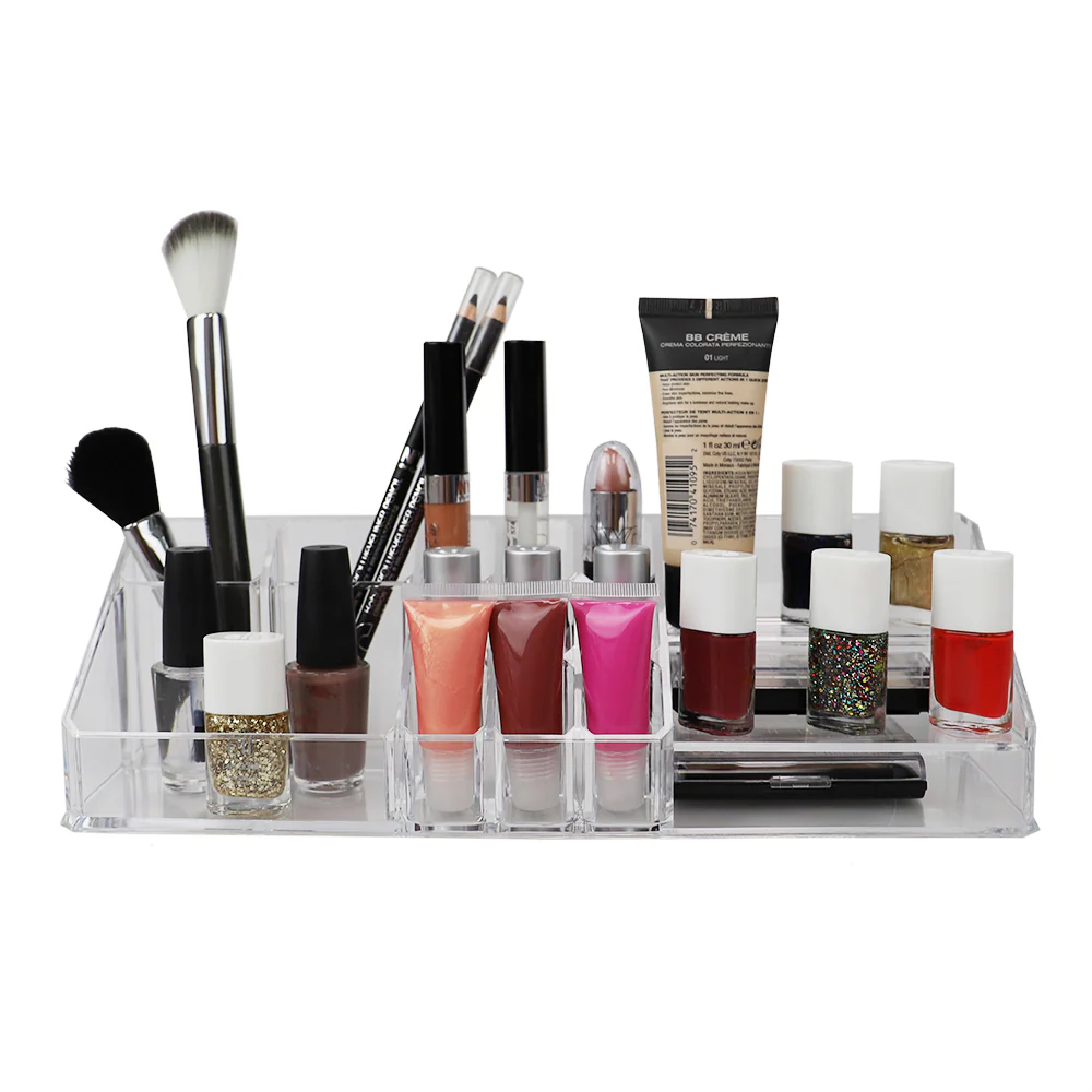 Home Basics Deluxe Make up Palette Cosmetic Organizer, Clear - Image 3
