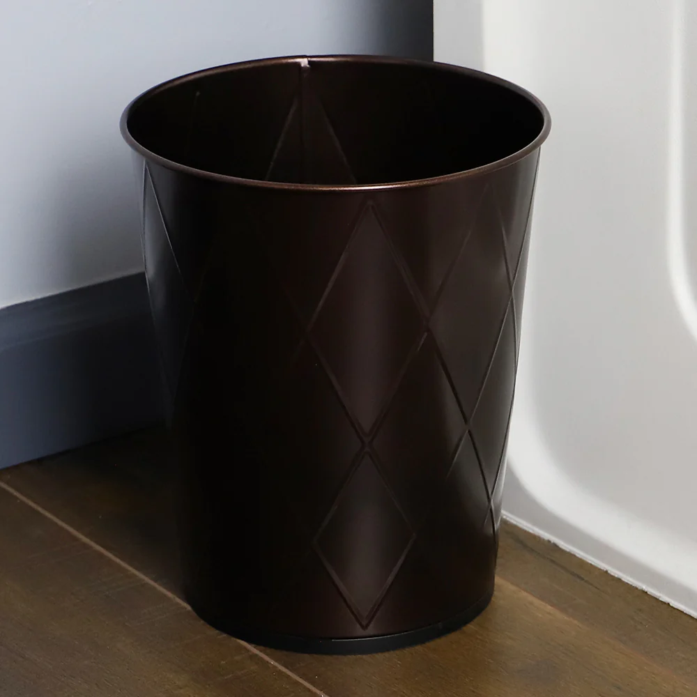 Home Basics Diamond Open Top 8 Lt Waste Bin, (9.5" x 10.25"), Bronze - Image 4