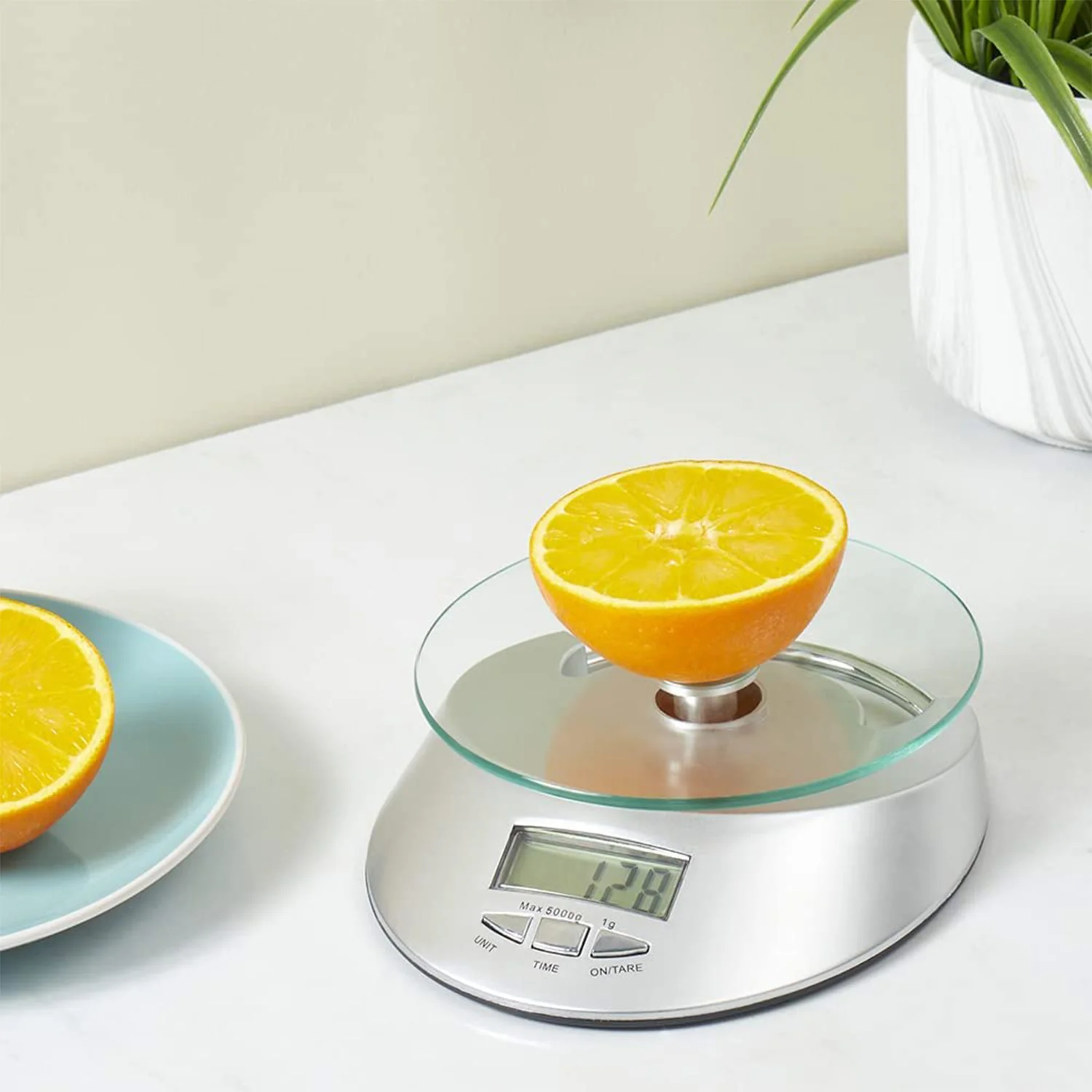 Home Basics Digital Kitchen Food Scale with Tempered Glass Platform, 7.75x5.75x1.75 Inches - Image 6