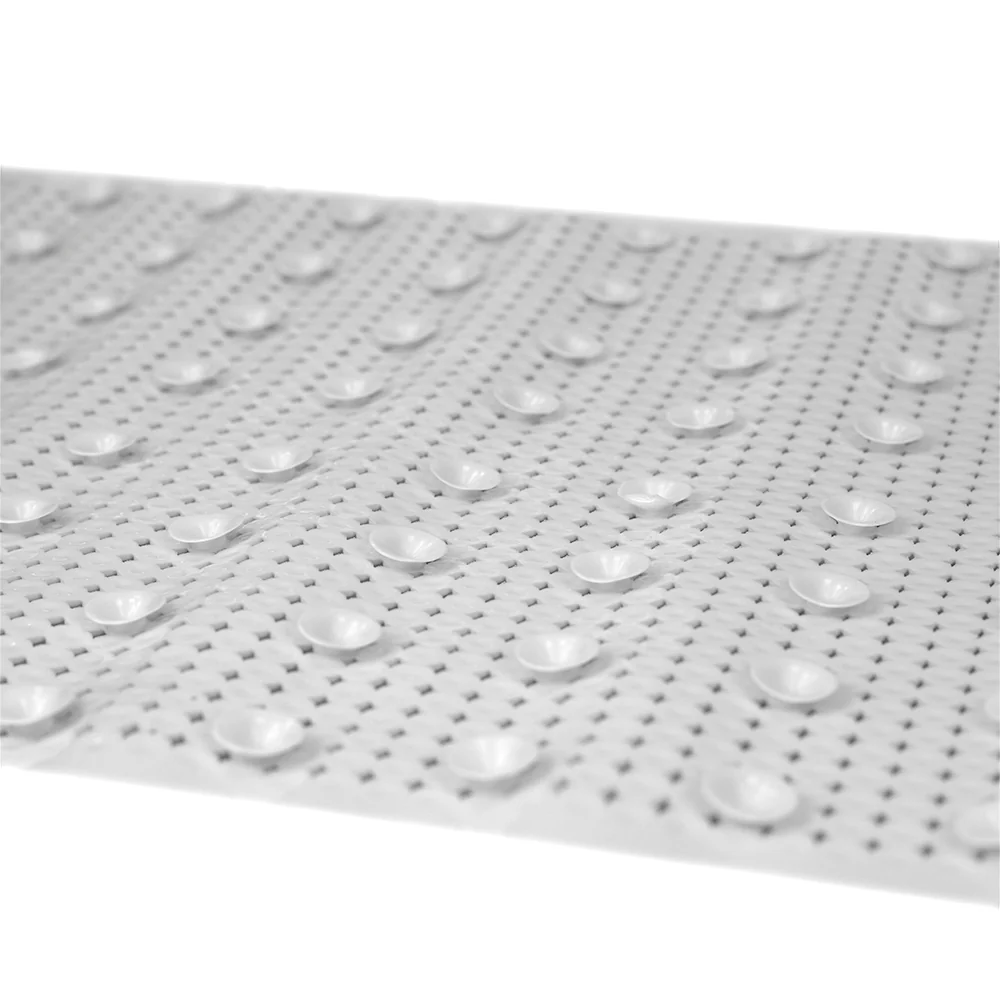 Home Basics Dot U Shape Front Plastic Bath Mat with Suction Cup Backing, White - Image 3