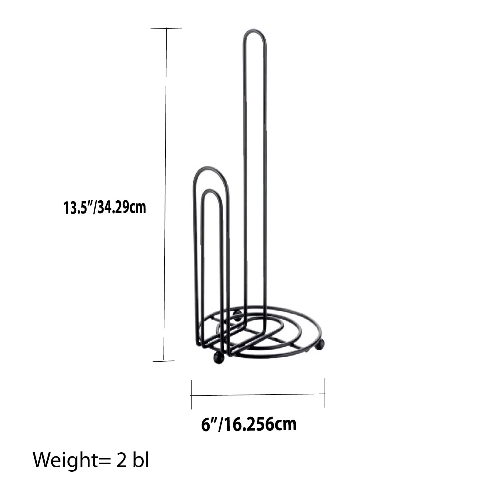 Home Basics Double Wire Free Standing Paper Towel Holder, Black - Image 5