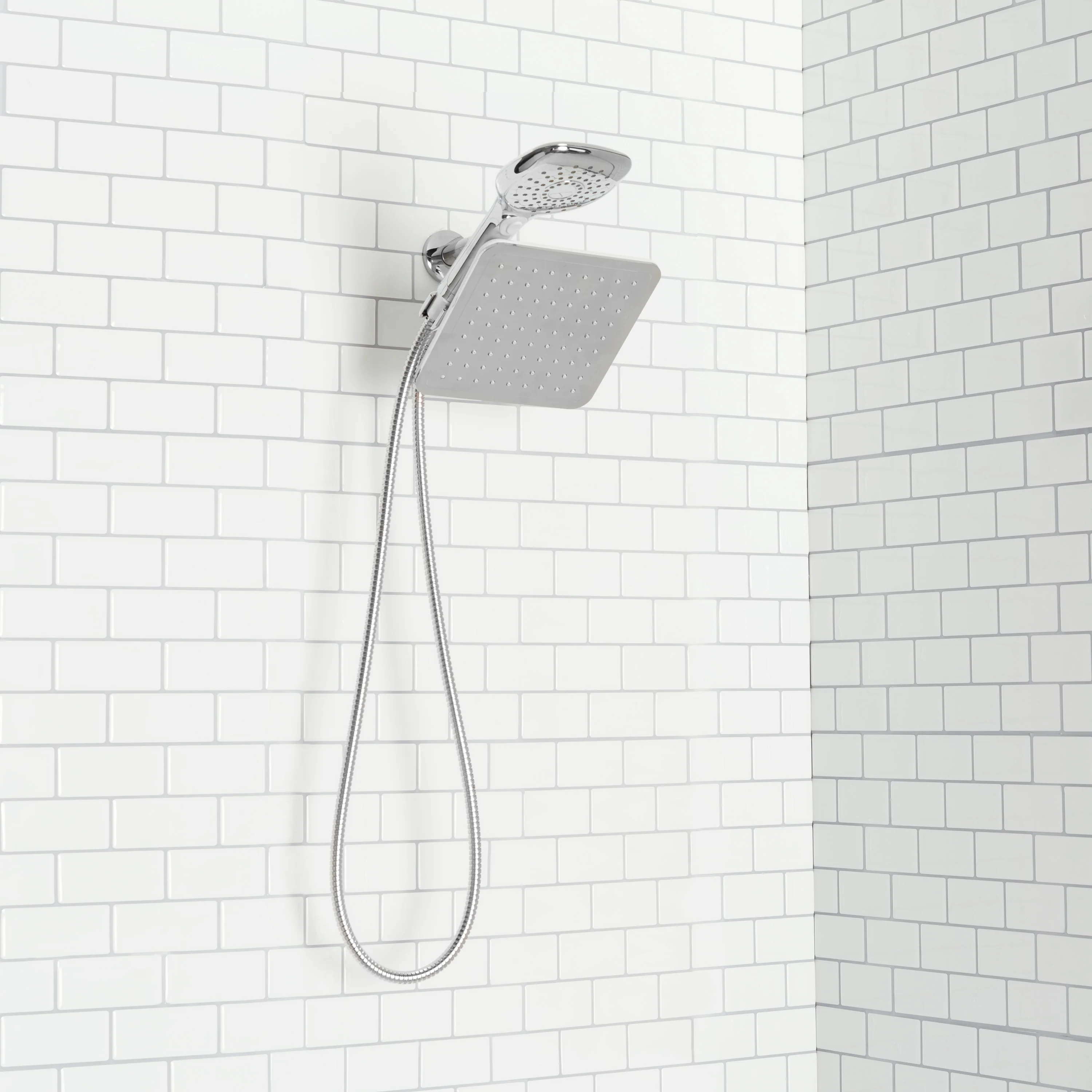 Home Basics Dual Rainfall Chrome Plated Steel Shower Massager, Silver - Image 3