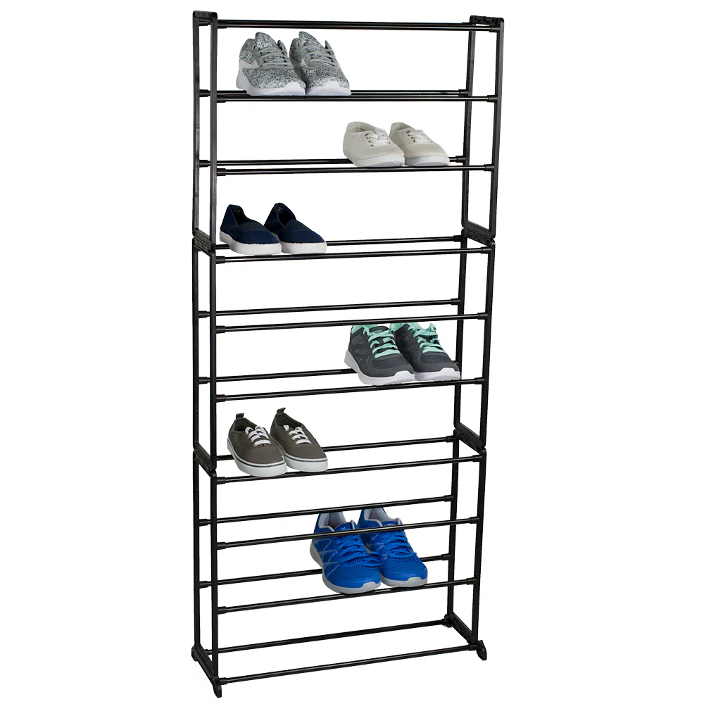Home Basics Easy Assemble Space-Saving  30 Pair Shoe Tower Multi-Purpose Storage Rack,  Black - Image 3