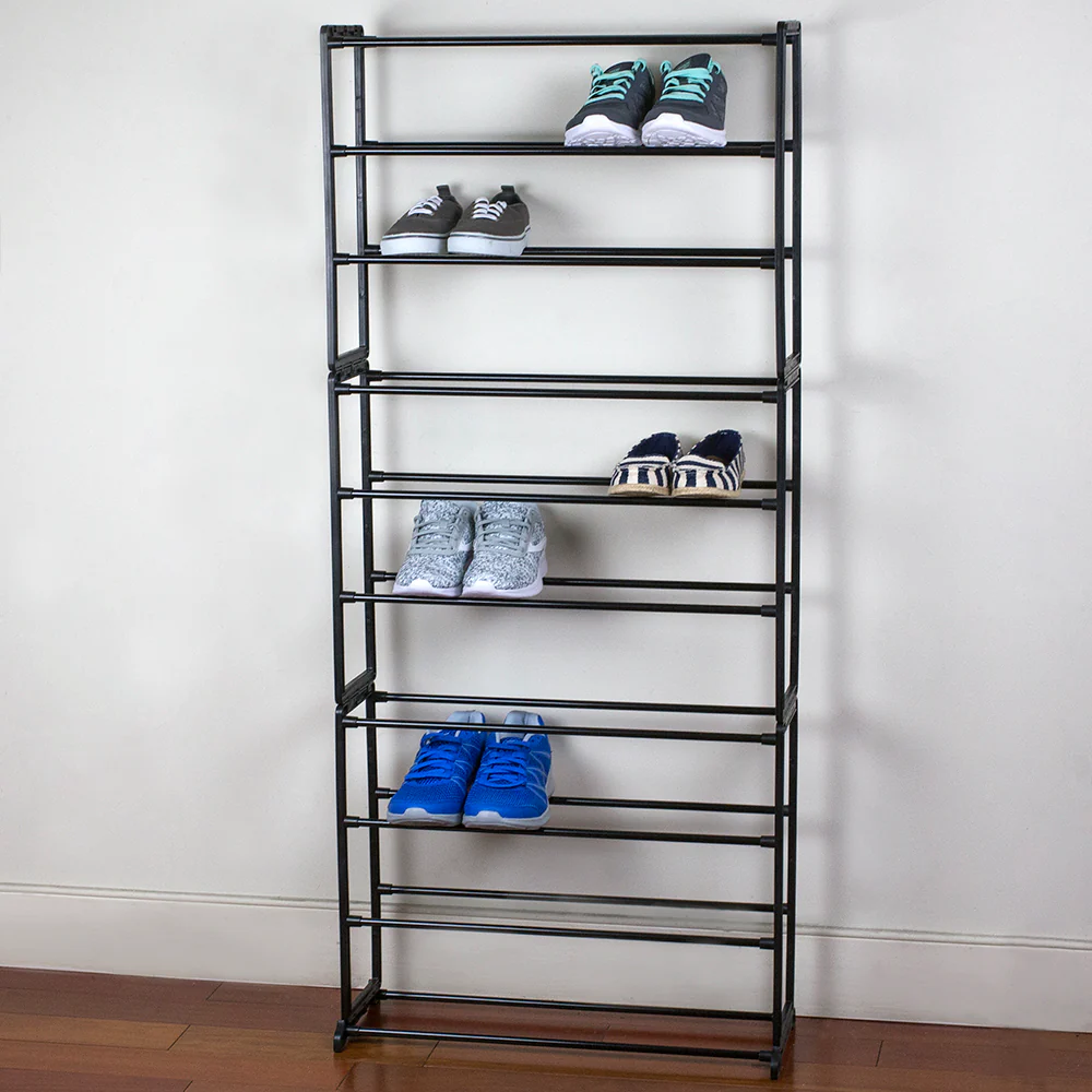 Home Basics Easy Assemble Space-Saving  30 Pair Shoe Tower Multi-Purpose Storage Rack,  Black - Image 6