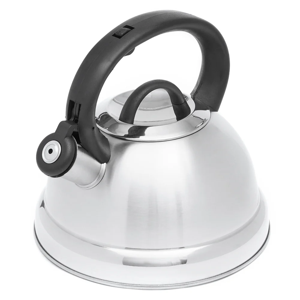 Home Basics Easy Grip Stainless Steel Tea Kettle, Silver, 2.5 Liter