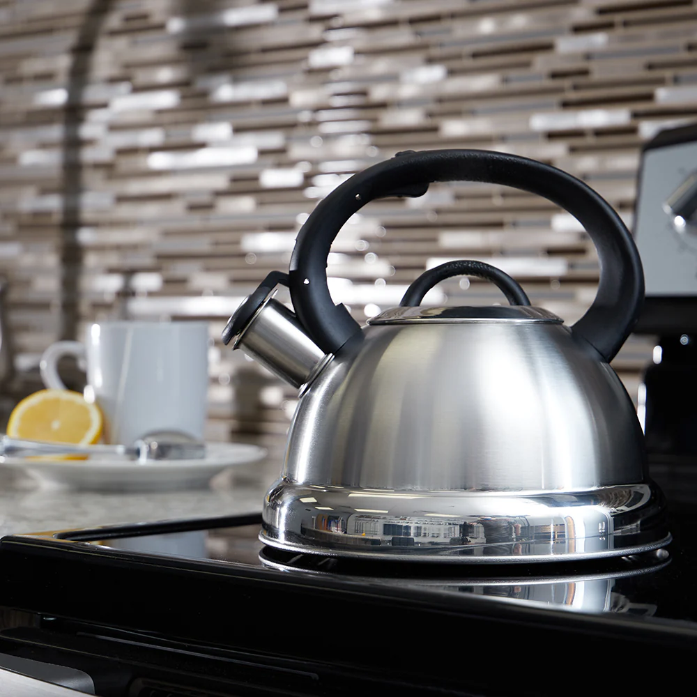 Home Basics Easy Grip Stainless Steel Tea Kettle, Silver, 2.5 Liter - Image 4