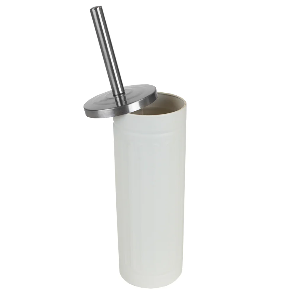 Home Basics Embossed Ivory Steel Toilet Brush - Image 3