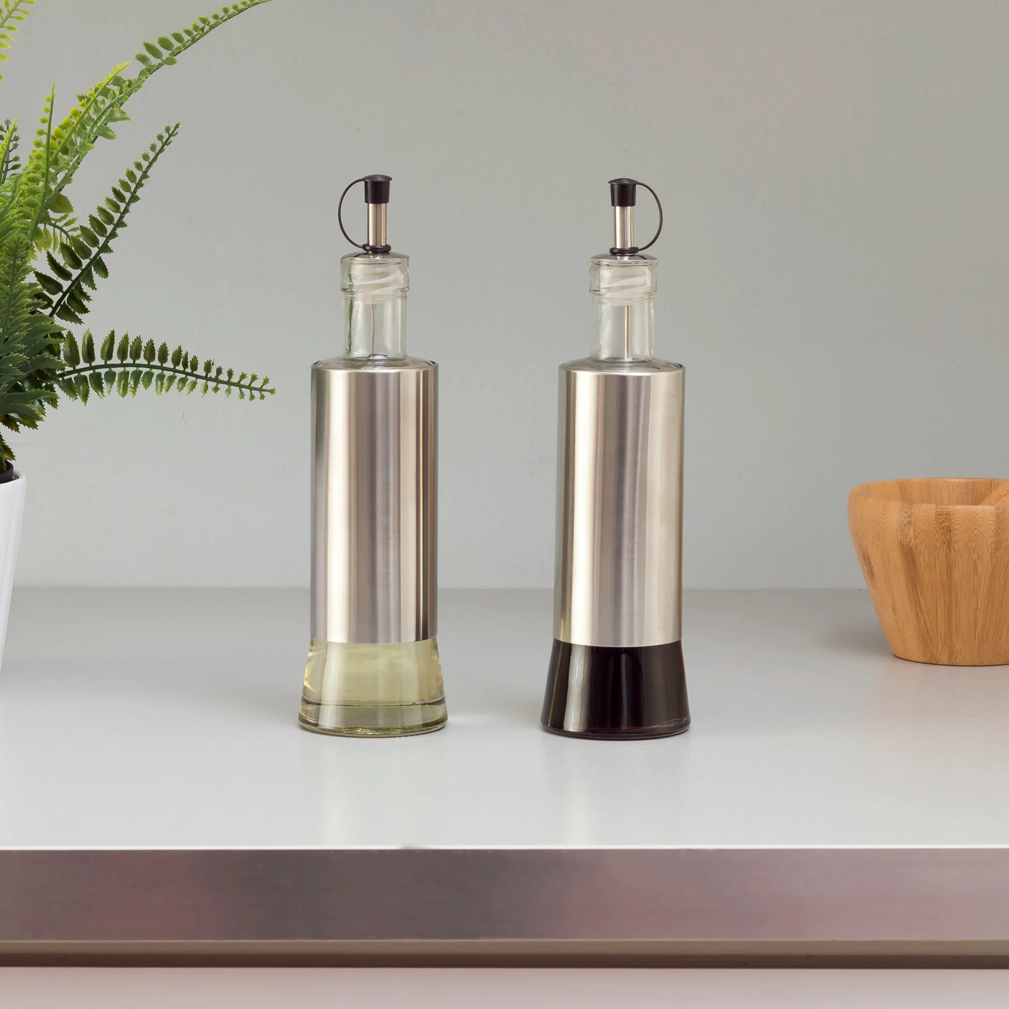 Home Basics Essence Collection 2 Piece Oil & Vinegar Set - Image 2