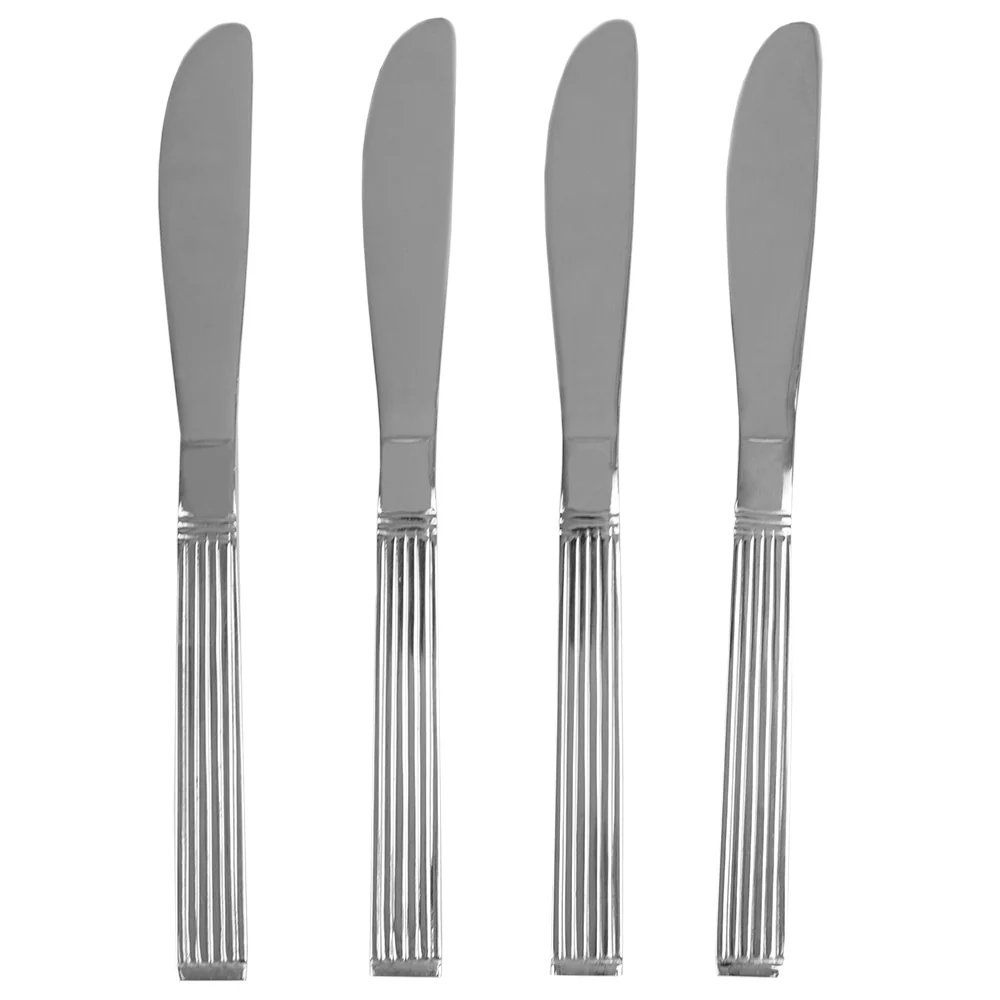 Home Basics Eternity Mirror Finish 4 Piece Stainless Steel Dinner Knife Set, Silver
