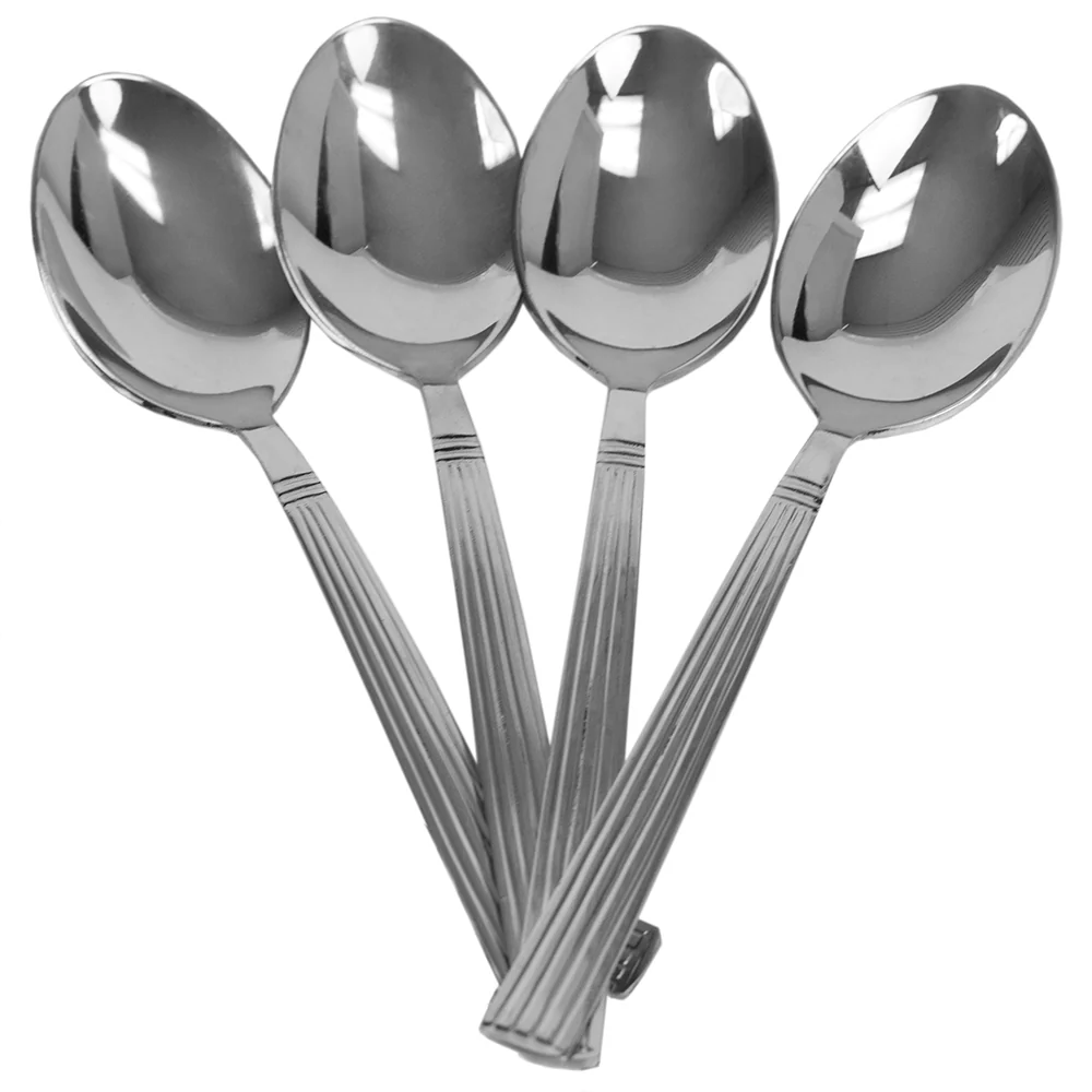 Home Basics 4 Piece Stainless Steel Cutlery Flatware, Silver, 8.5 x 0.83 Inches