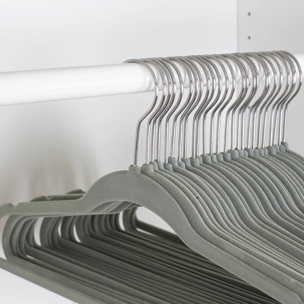 Home Basics  Flocked Velvet Suit Hanger, (Pack of 25), Grey - Image 5