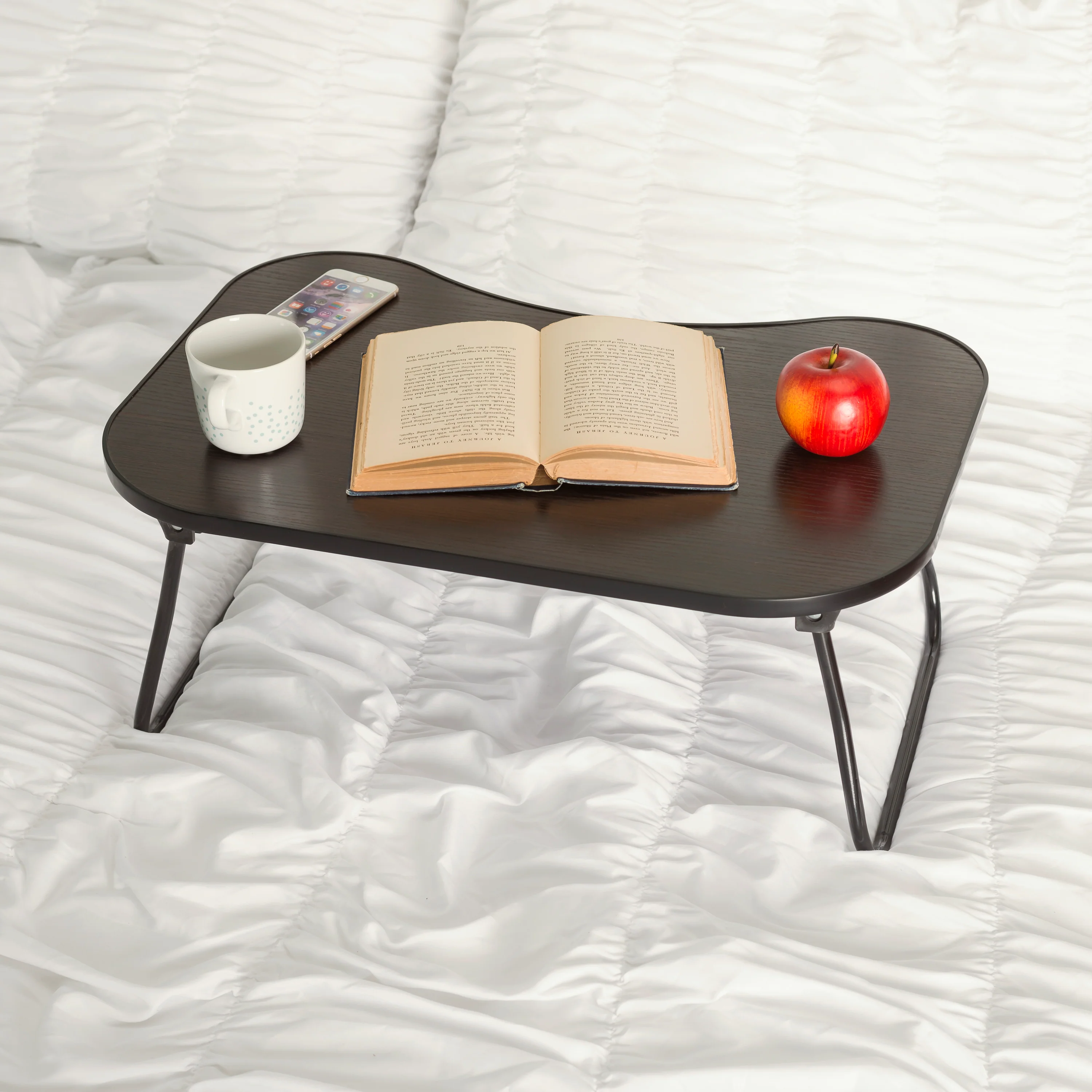 Home Basics Folding Dark Wood Laptop Bed Tray - Image 4
