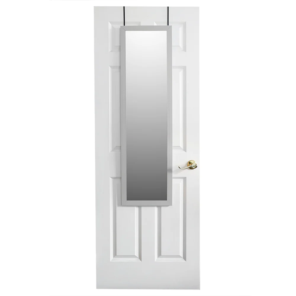 Home Basics Framed MDF Over the Door Mirror, Grey
