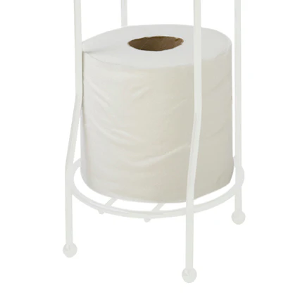 Home Basics Free-Standing Vinyl Coated Steel Dispensing Toilet Paper Holder, White - Image 2