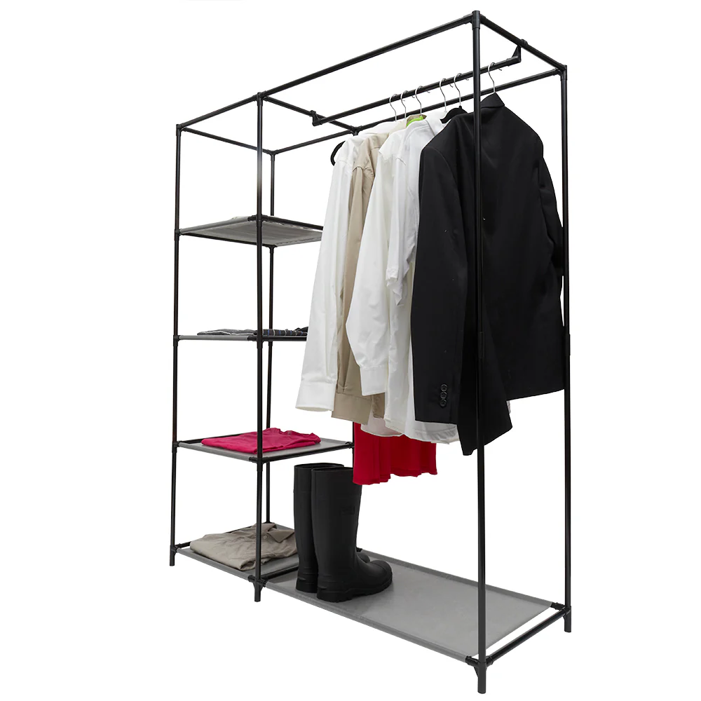 Home Basics Freestanding Storage Closet with Shelves, Grey