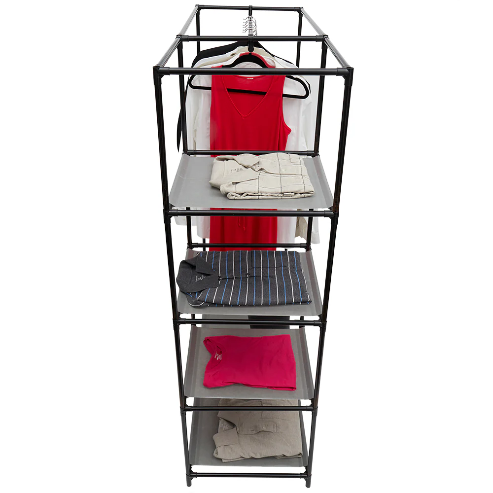 Home Basics Freestanding Storage Closet with Shelves, Grey - Image 3