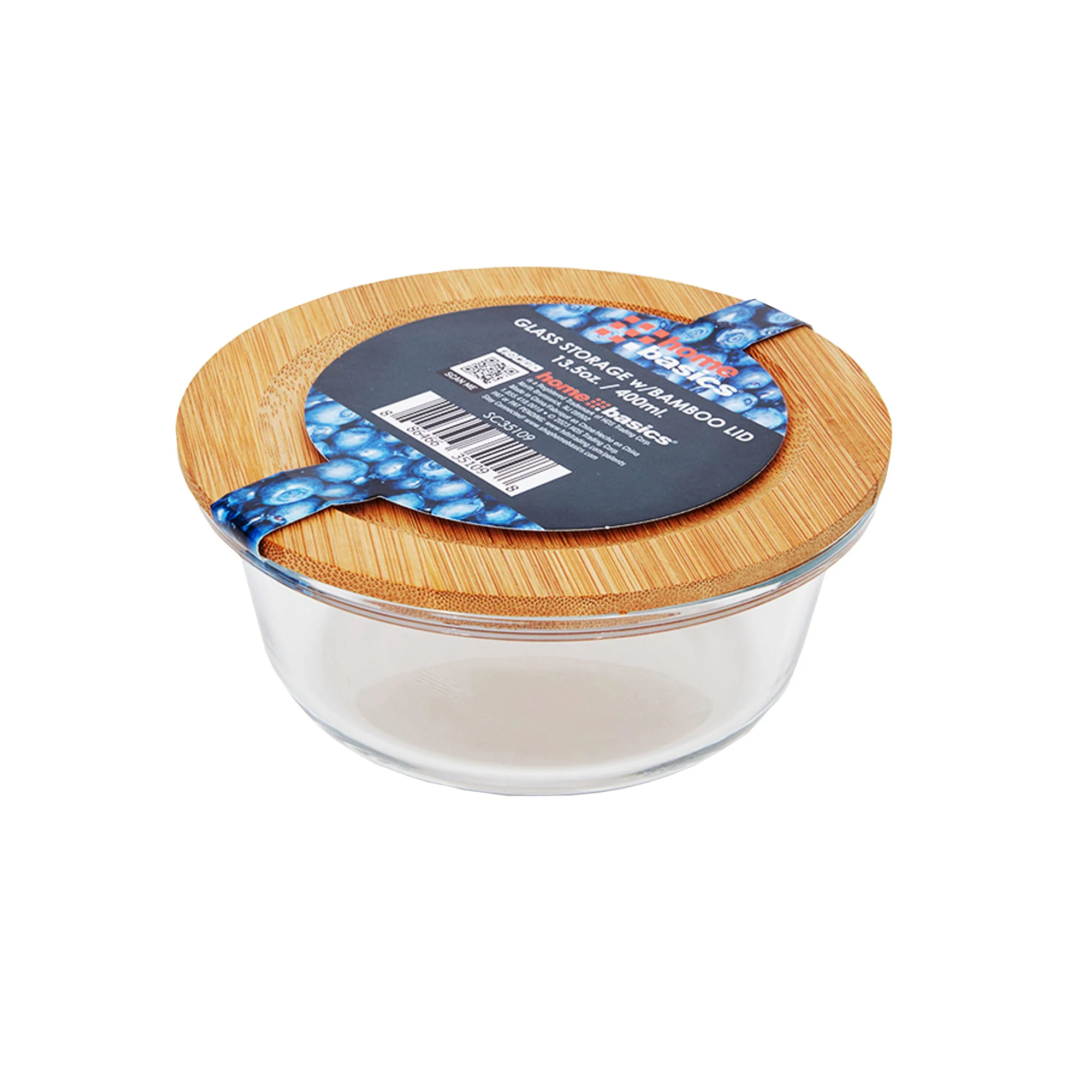 Home Basics Glass Storage Container With Bamboo Lid, Round, Clear - Image 4