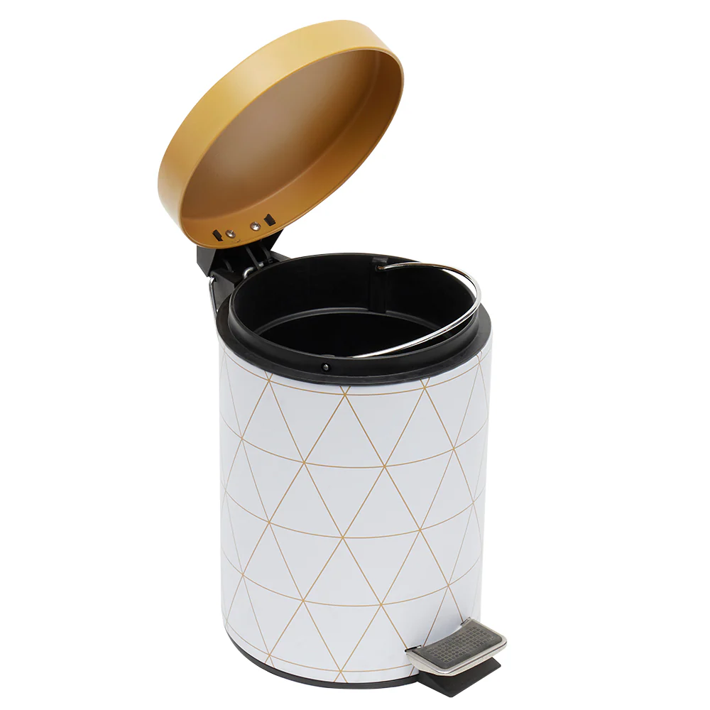 Home Basics Gold Lines 3 Lt Metal Step Waste Bin - Image 2